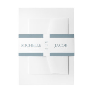 Airy Pastel Slate Blue Hochzeitsband Einladungsbanderole