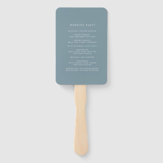 Airy Pastel Slate Blue | Hochzeitsprogramm Hand Fa Fächer (Rückseite)