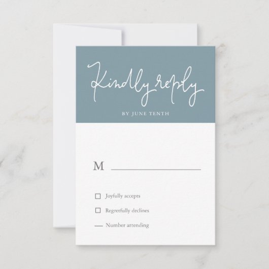 Airy Pastel Slate Blue RSVP Card Karte (Vorderseite)