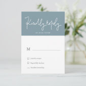 Airy Pastel Slate Blue RSVP Card Karte (Stehend Vorderseite)