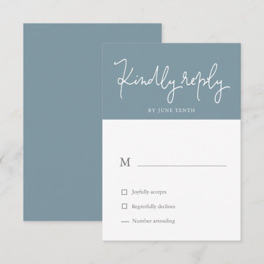Airy Pastel Slate Blue RSVP Card Karte (Vorne/Hinten)