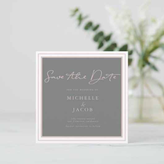 Airy Pastel | Square Save the Date Card (Stehend Vorderseite)