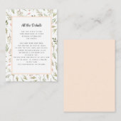 Airy Pink Wildblume WEDDING Details Richtungen Begleitkarte (Vorne/Hinten)