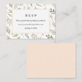 Airy Pink Wildblumen Hochzeitsstiftung RSVP Online Visitenkarte (Vorne/Hinten)