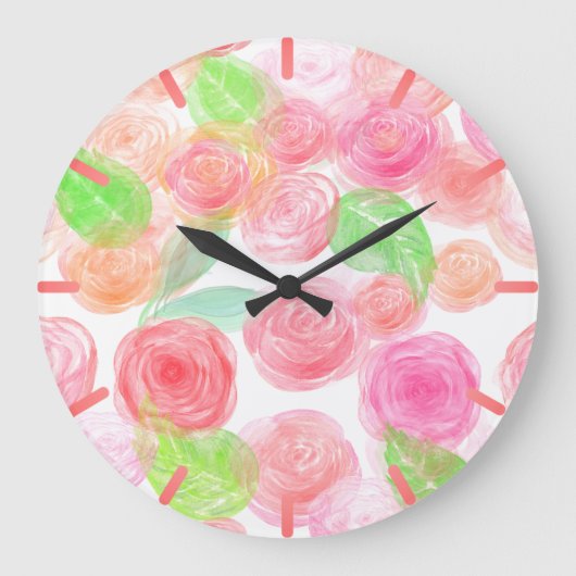 Airy-Rose Große Wanduhr (Vorderseite)