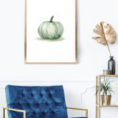 Airy Sage Green Pumpkin Wall Art | Minimalist Poster