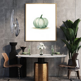 Airy Sage Green Pumpkin Wall Art | Minimalist Poster