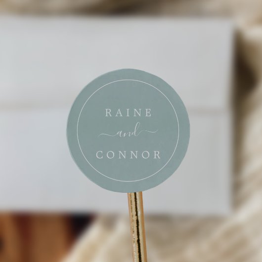 Airy Sage Green Wedding Umschlag Aufklebers Runder Aufkleber