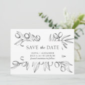 Airy Verlasse Olivenöl. Botanische Sommerhochzeit Save The Date (Stehend Vorderseite)