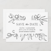 Airy Verlasse Olivenöl. Botanische Sommerhochzeit Save The Date (Vorne/Hinten)
