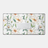 Airy White Flowers Greenery Pattern Blossom Floral Schreibtischunterlage (Tastatur & Maus)