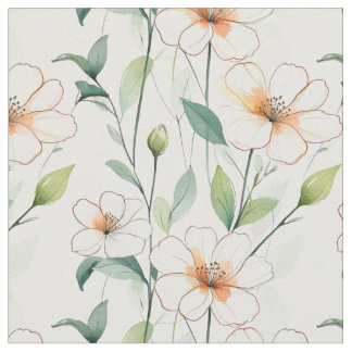 Airy White Flowers Greenery Pattern Blossom Floral Stoff