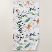 Airy White Flowers Greenery Pattern Blossom Floral Strandtuch (Vorderseite)