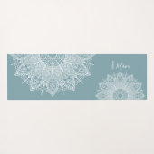 Airy White Mandalases Over Blue Green Personalisie Yogamatte (Rückseite (Horizontal))