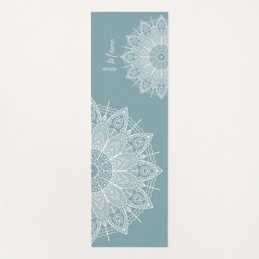 Airy White Mandalases Over Blue Green Personalisie Yogamatte (Vorderseite)