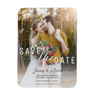 Airy White Overlay Foto Save the Date Hochzeit Magnet