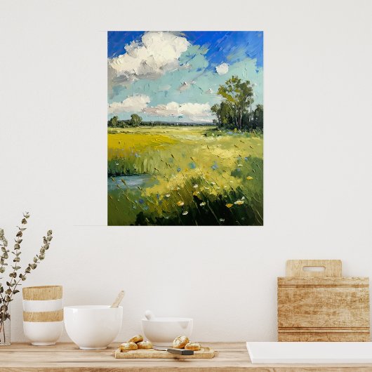 Airy Wildblumen Meadow Fine Art Poster (Küche)