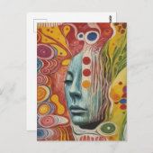 AIs für abstrakte Face Mixed Media Collage Postkarte (Vorne/Hinten)