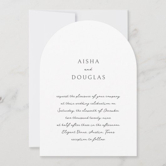 Aisha Elegant Moderne Hochzeit Einladung (Vorderseite)