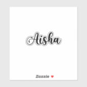 Aisha Name - Handgeschriebene Kalligrafie Aufkleber (Blatt)