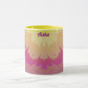 AISHA ~Zany 3D-Fraktal ~ Rosa Lila Blau Gelb Tasse