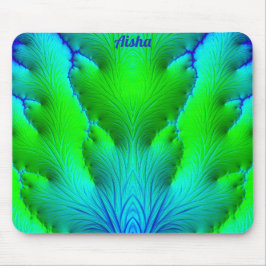 AISHA ~ Zany Hot Shades of Green and Blue Fraktal Mousepad