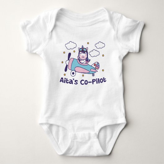 Aita Co-Pilot - Unicorn-Flugzeug Baby Strampler (Vorderseite)