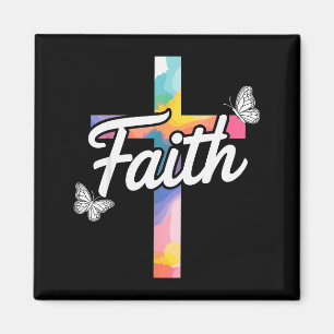 Aith Kreuz Mit Schmetterlingen Christlich  Magnet