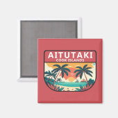 Aitutaki Cook Islands Retro Emblem Magnet (Vorderseite/Rückseite)