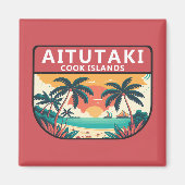 Aitutaki Cook Islands Retro Emblem Magnet (Vorne)