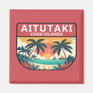 Aitutaki Cook Islands Retro Emblem Magnet