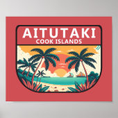 Aitutaki Cook Islands Retro Emblem Poster (Vorne)