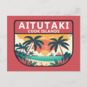 Aitutaki Cook Islands Retro Emblem Postkarte (Vorderseite)