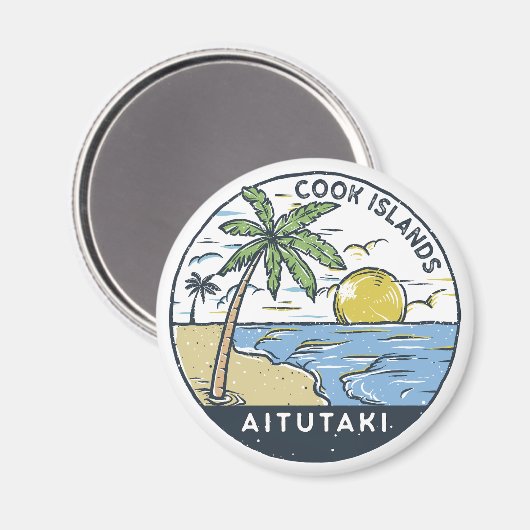 Aitutaki-Cookinseln Vintag Magnet (Vorderseite/Rückseite)