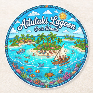 Aitutaki-Lagune Cookinseln Runder Pappuntersetzer