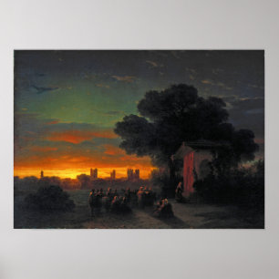 Aivazovsky - Ansicht auf der Krim bei Sonnenunterg Poster