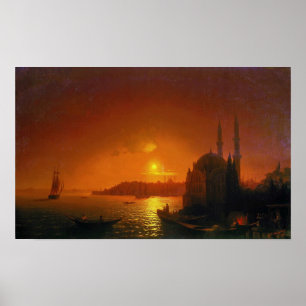 Aivazovsky - Ansicht von Konstantinopel mit Mondli Poster