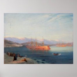 Aivazovsky - Französische Schiffe, die das Schwarz Poster