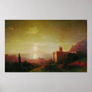 Aivazovsky - Mondnacht am Meeresufer auf der Krim… Poster