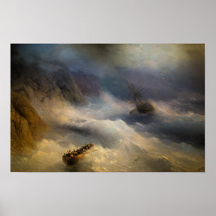 Aivazovsky - Schiffe im Sturm Poster