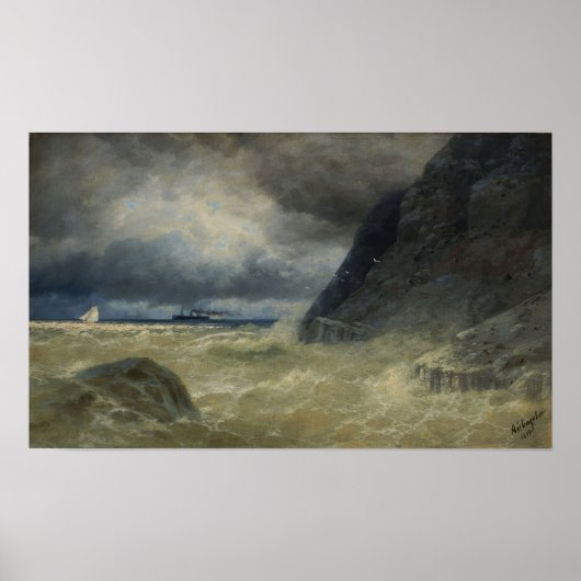 Aivazovsky - Seascape mit Dampfmaschine Poster (Vorne)