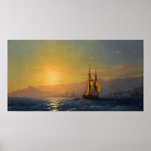 Aivazovsky - Sonnenuntergang auf See 1877 Poster (Vorne)