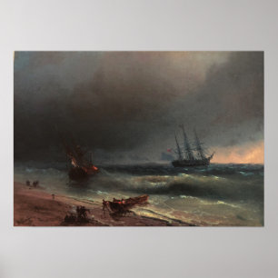 Aivazovsky - Sturm vor der Küste Poster