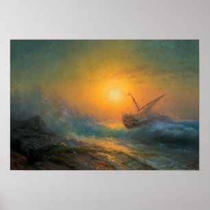 Aivazovsky - Stürmische See bei Sonnenuntergang 18 Poster