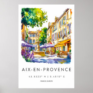 Aix En Provence Aquarell Park National Reise Poster