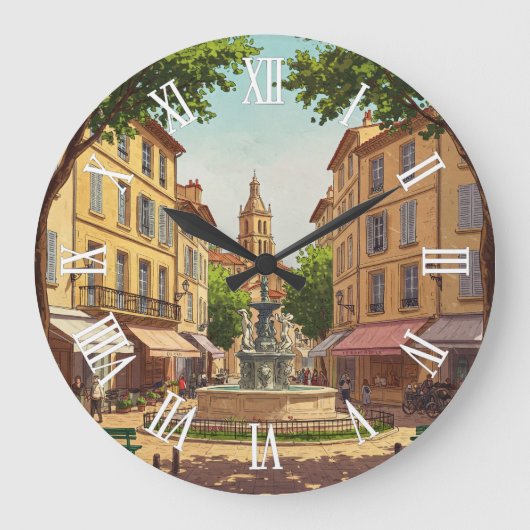 Aix-en-Provence France Travel Große Wanduhr (Vorderseite)
