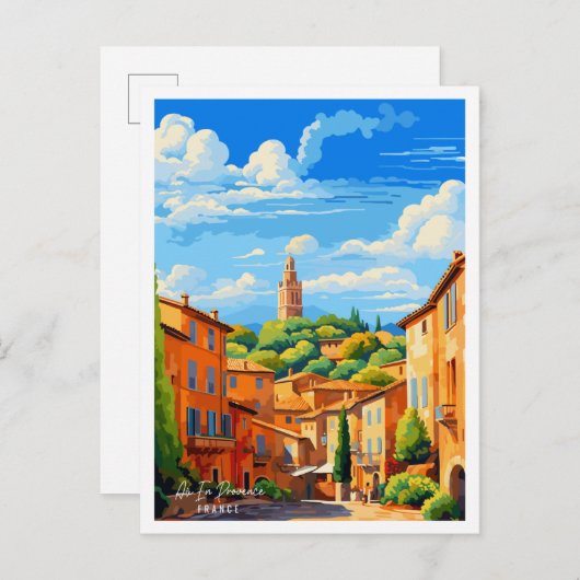 Aix en Provence Frankreich Vintage Reise Illustrat Postkarte (Vorne/Hinten)