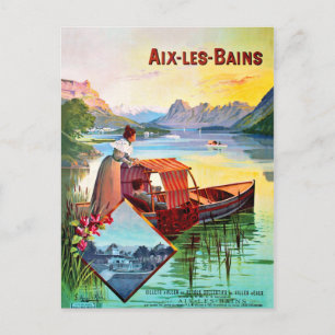 Aix les Bains, Frankreich. Paar auf dem Boot im Fl Postkarte
