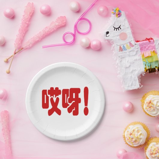 Aiya! 哎 呀! MACH! Chinesische Sprache Hanzi Pappteller (Party)