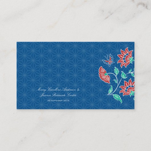 Aiyana Floral Batik Wedding Platzkarte (Vorderseite)